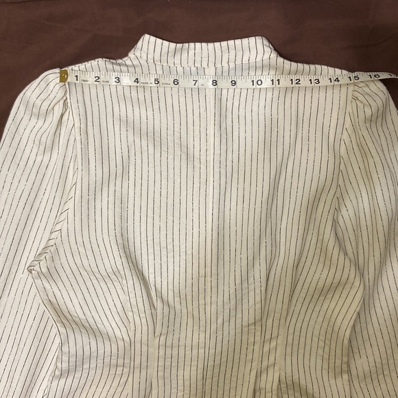 & OTHER STORIES PARIS ATELIER,LONG SLEEVE CREAM BLOUSE WITH SILVER STRIPS.SIZE10 - Picture 4 of 9